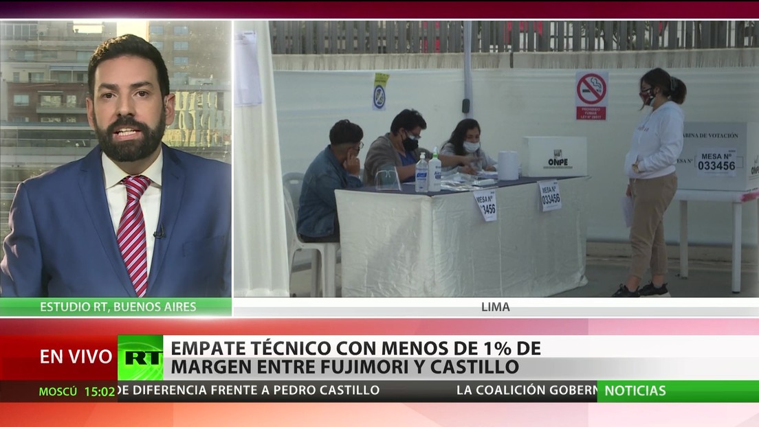 Perú: Empate técnico, con menos de 1 % de margen entre Fujimori y Castillo