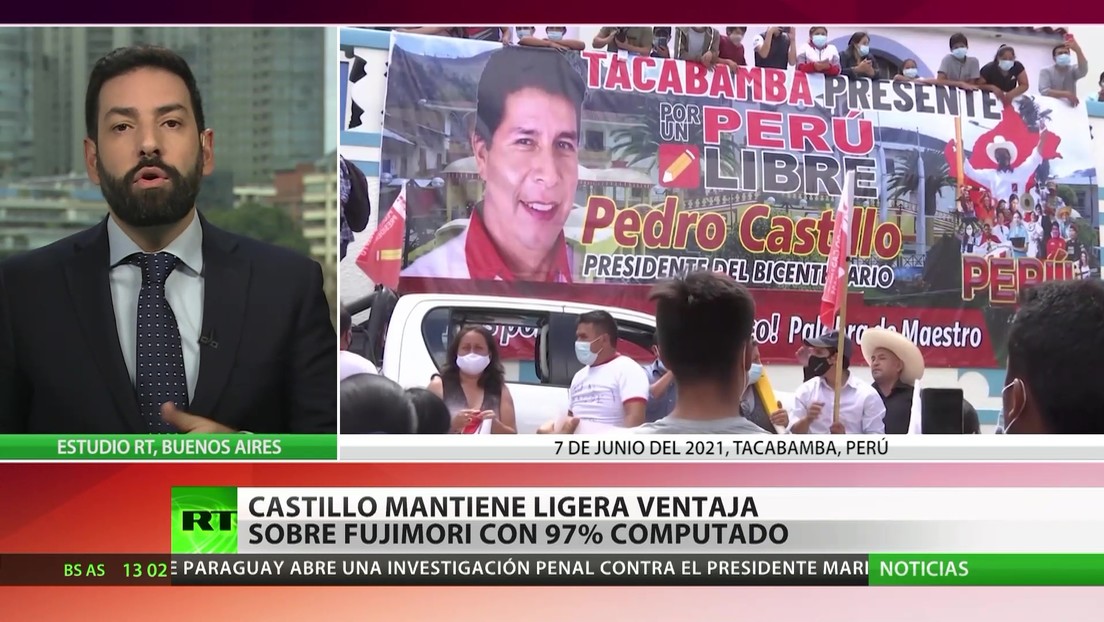 Perú: Castillo mantiene una leve ventaja sobre Fujimori, con el 97 % escrutado