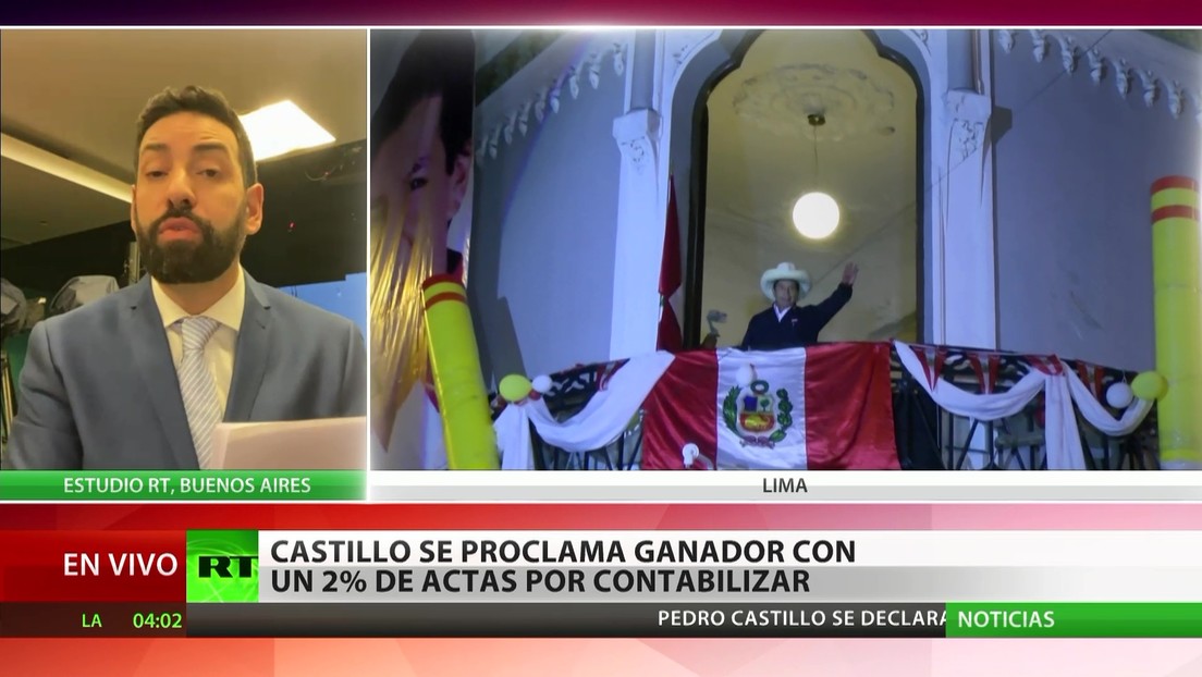 Perú: Castillo se proclama ganador con menos del 2 % de las actas por  contabilizar