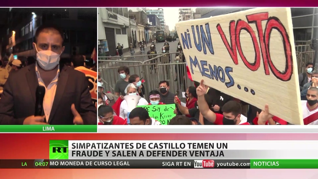 Perú: Los seguidores de Castillo temen un fraude y acuden a las calles para defender la ventaja