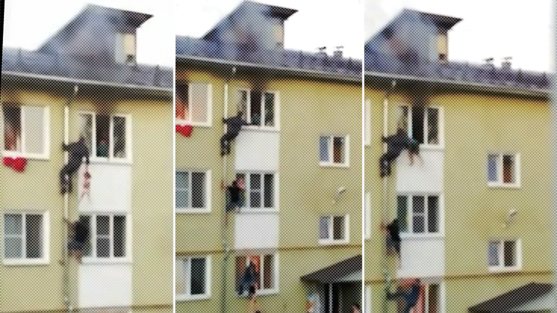 VIDEO: Vecinos salvan a tres niños de un incendio en el tercer piso de un edificio