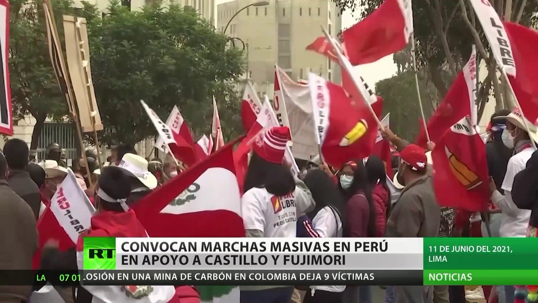 Convocan a marchas masivas en Perú en apoyo a Castillo y Fujimori