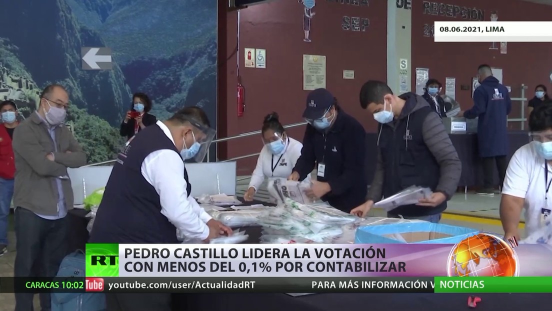 Pedro Castillo lidera la votación con menos del 0,1 % por contabilizar
