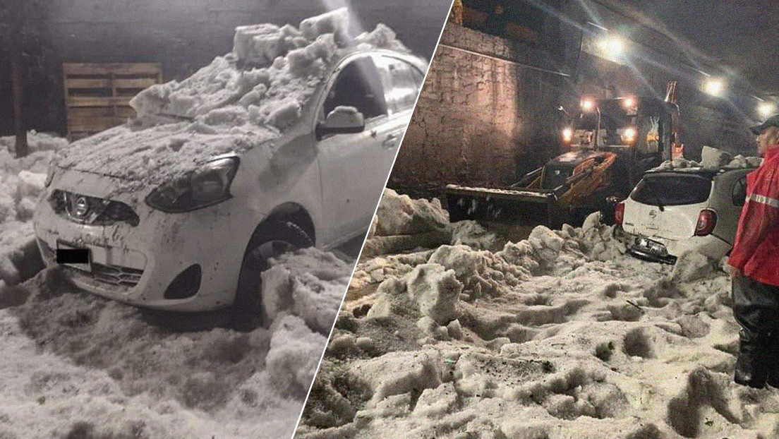 Un hombre muere por hipotermia al quedar atrapado en su automóvil durante una fuerte granizada en México (VIDEOS)