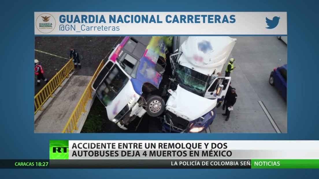 Accidente entre un remolque y dos buses deja varios muertos y heridos en México