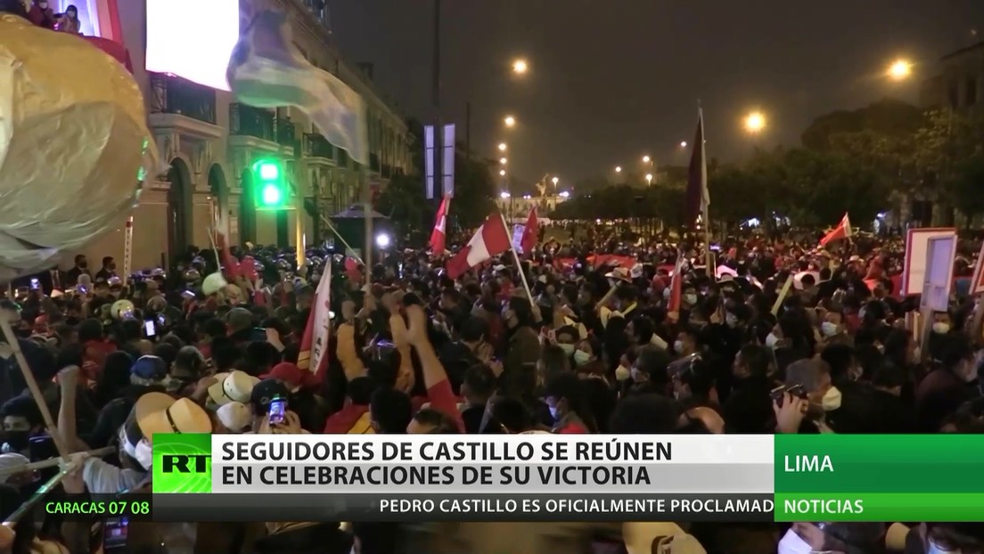 Perú: Seguidores de Castillo salen a las calles para celebrar su victoria