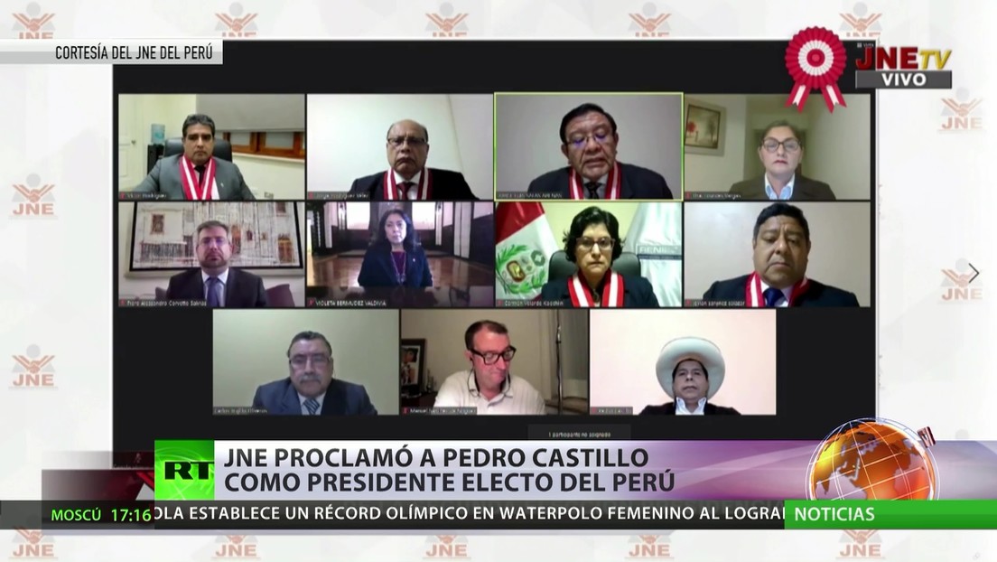 El Jurado Nacional de Elecciones proclama a Pedro Castillo como presidente electo de Perú