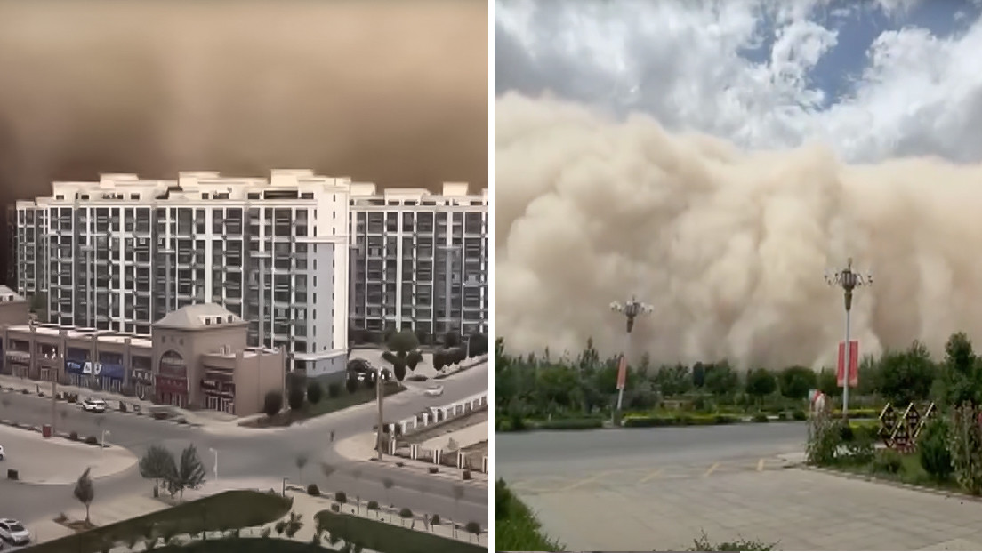 VIDEOS: Una enorme tormenta de arena de más de 100 metros de altura 'engulle' una ciudad china en pocos minutos