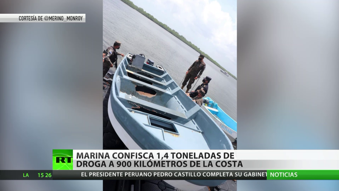 La Marina de El Salvador confisca cerca de 1,4 toneladas de droga a 900 kilómetros de la costa