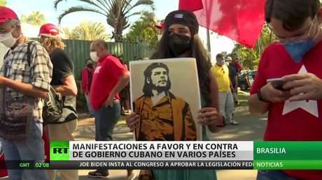 Manifestaciones a favor y en contra del Gobierno de Cuba en varios países