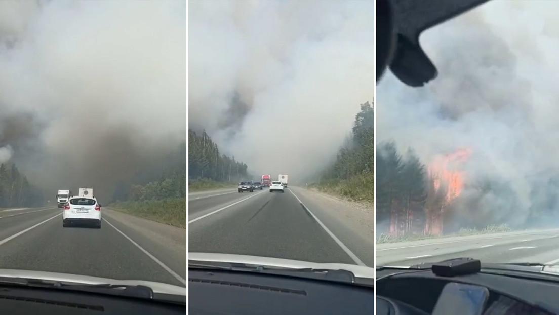 VIDEO: Incendios forestales en Rusia asedian una carretera y paralizan el tránsito