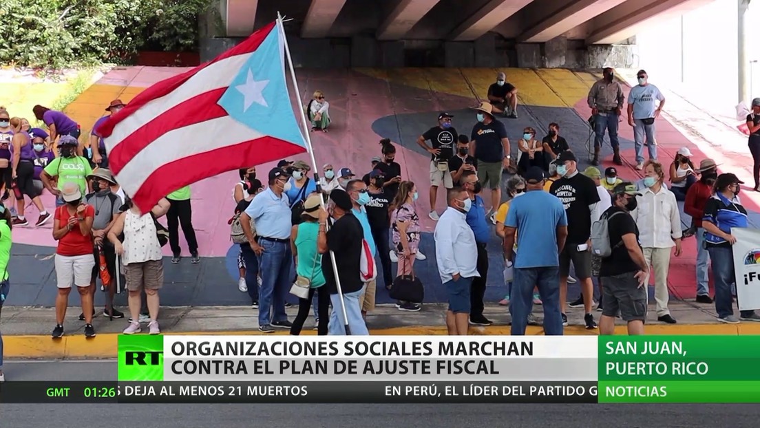 Organizaciones sociales marchan contra el plan de ajuste fiscal en Puerto Rico