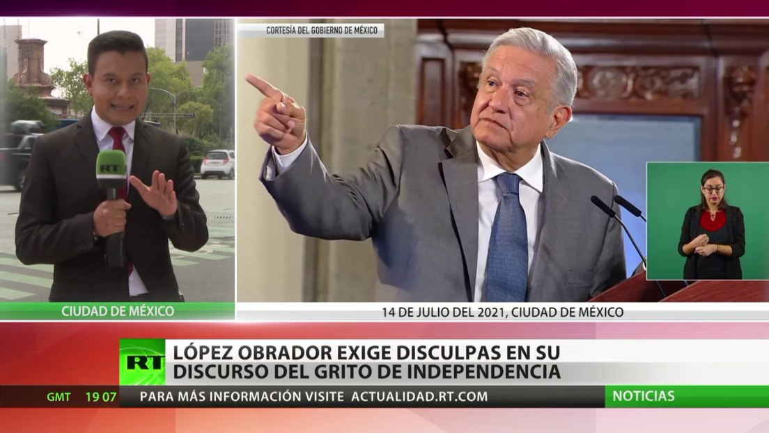 López Obrador exige disculpas en su discurso del grito de independencia de México