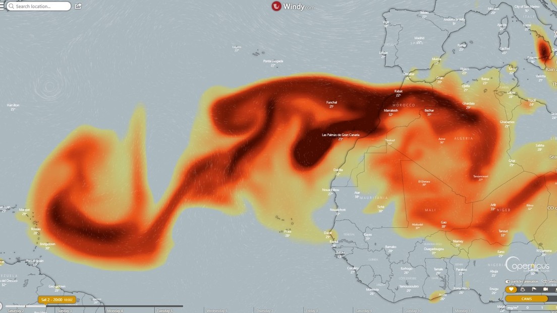 El dióxido de azufre emitido por el volcán de La Palma cruza el Atlántico y llega a Puerto Rico