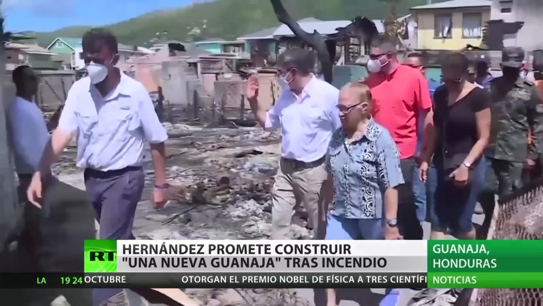 El presidente de Honduras promete construir "una nueva Guanaja" tras el incendio que devastó la isla