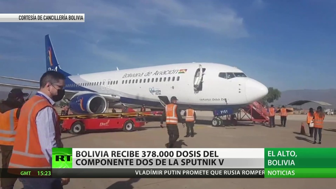 Bolivia recibe 378.000 dosis del segundo componente de la Sputnik V