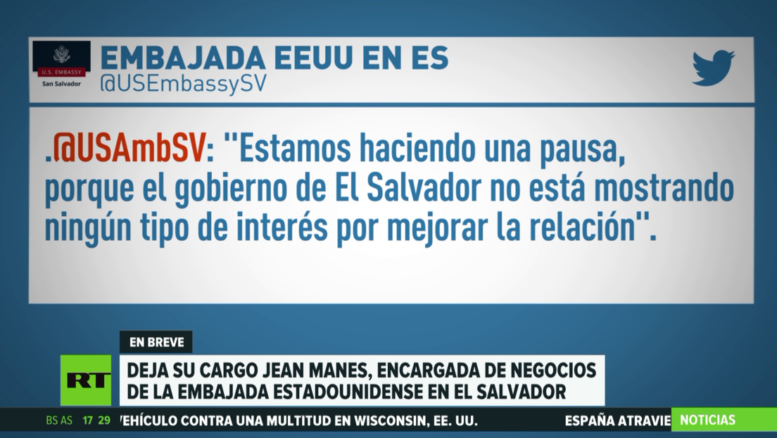 La encargada de negocios de la Embajada de EE.UU. en El Salvador anuncia su salida del país