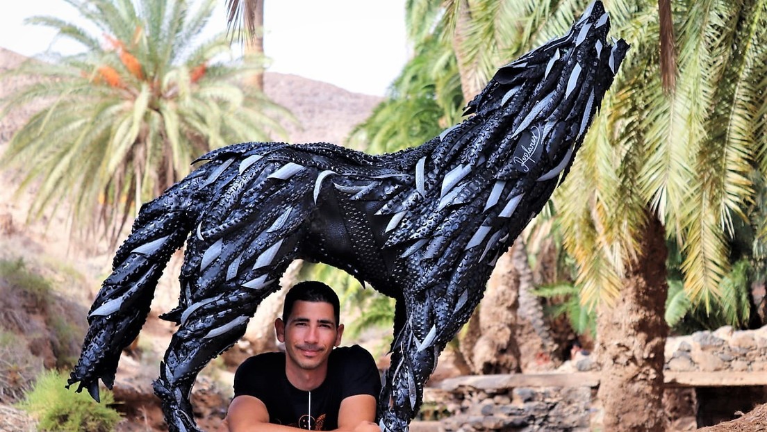 Ruplares, el proyecto de un venezolano que hace esculturas con llantas recicladas y va tras un récord Guinness
