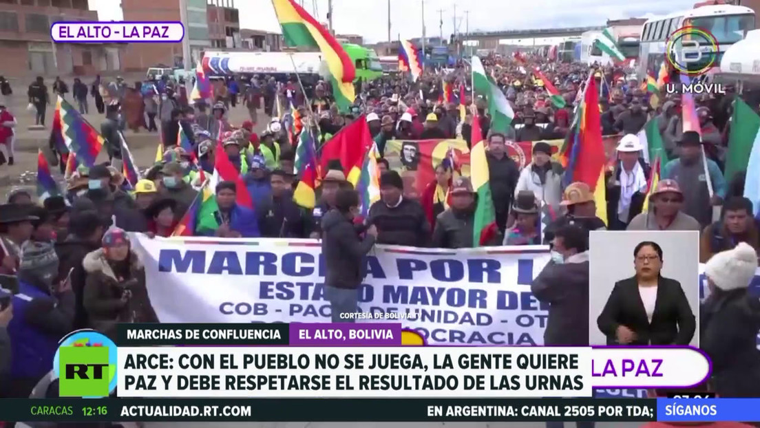 El presidente de Bolivia, Luis Arce, participa en la llamada "Marcha por la Patria", liderada por Evo Morales