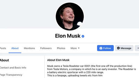 Facebook verifica por error una cuenta falsa de Elon Musk que ofrecía a sus seguidores 'duplicar su cantidad de criptodivisas'