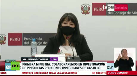 Primera ministra de Perú colaborará en la investigación de presuntas reuniones irregulares del presidente Castillo