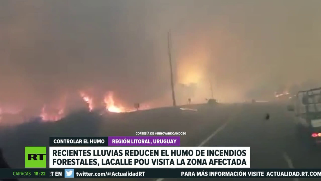 Recientes lluvias reducen el humo de los incendios forestales en Uruguay y el presidente visita la zona afectada