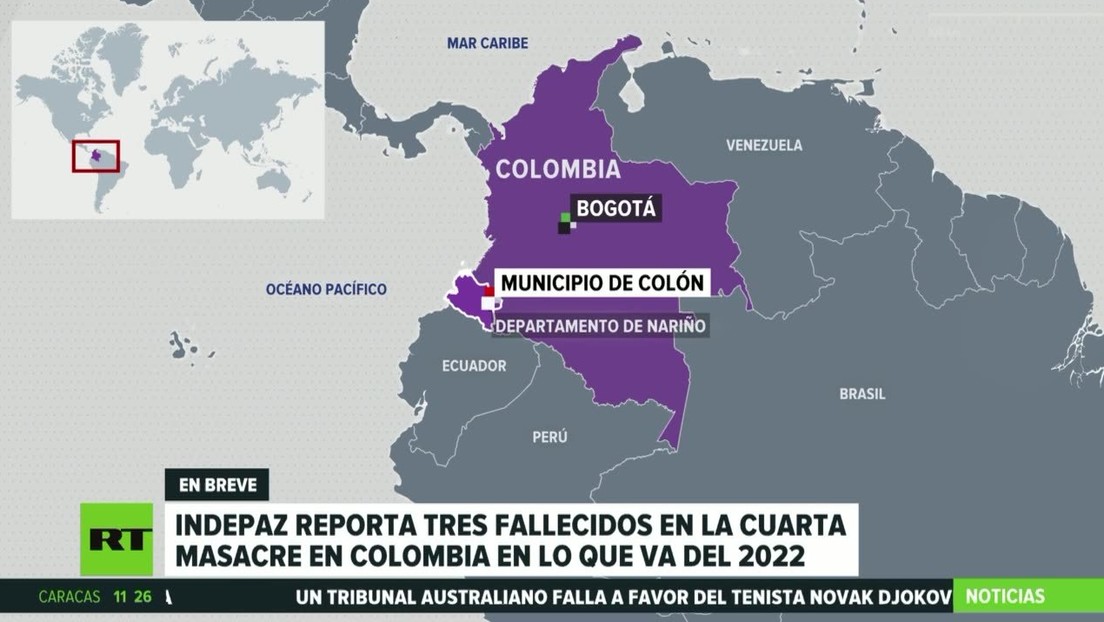 Indepaz reporta tres muertos en la cuarta masacre en Colombia en lo que va de año