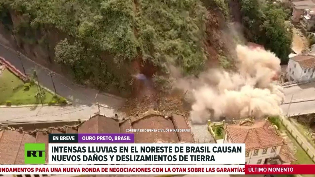 Un alud en Brasil derriba una casa histórica en Minas Gerais pero la evacuación evita víctimas
