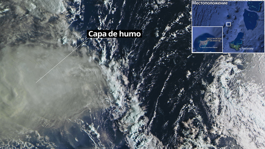 FOTO: Un satélite ruso capta desde el espacio la capa de humo generada por la erupción del volcán submarino en Tonga