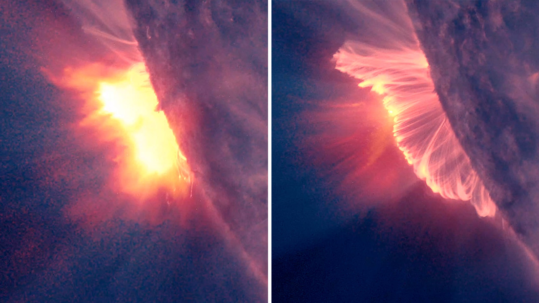 Astrónomos dan una nueva explicación para los "vacíos oscuros en forma de dedo" que se observan en algunas erupciones solares