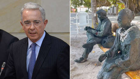 El "diálogo imaginario" de Álvaro Uribe con dos estatuas desata una avalancha de memes en Colombia