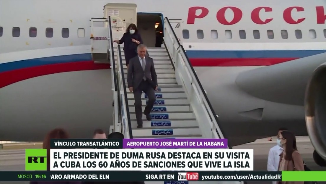 El presidente de la Duma rusa habla en su visita a Cuba de las sanciones a su país y destaca los 60 años de medidas punitivas que vive la isla