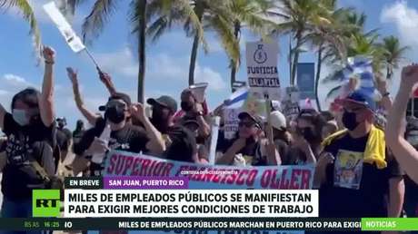 Miles de empleados públicos se manifiestan para exigir mejores condiciones de trabajo en Puerto Rico