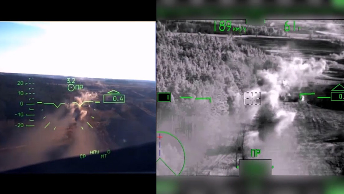 VIDEO: Helicópteros rusos Ka-52 destruyen una formación de vehículos blindados y sistemas antiaéreos ucranianos