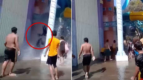 VIDEO: Un tobogán se derrumba en Indonesia y los bañistas caen desde 10 metros de altura