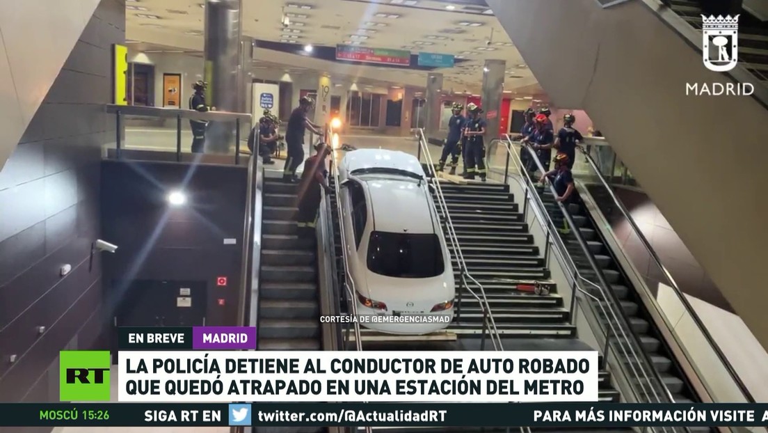 En Madrid la policía detiene al conductor de auto robado que quedó atrapado en una estación del metro