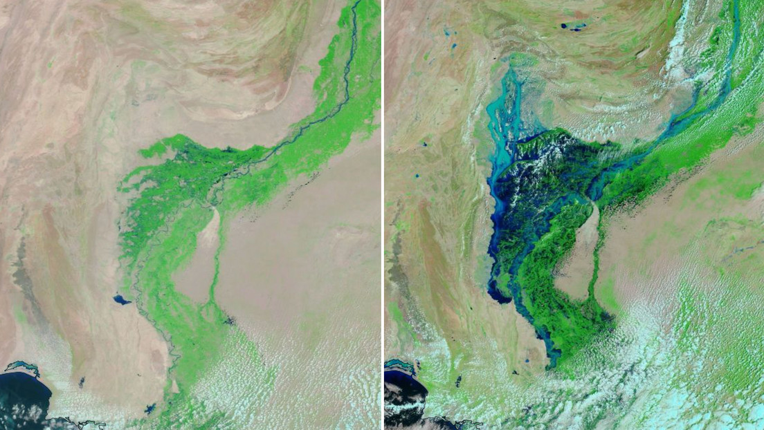 La NASA muestra el impactante antes y después de las inundaciones en Pakistán