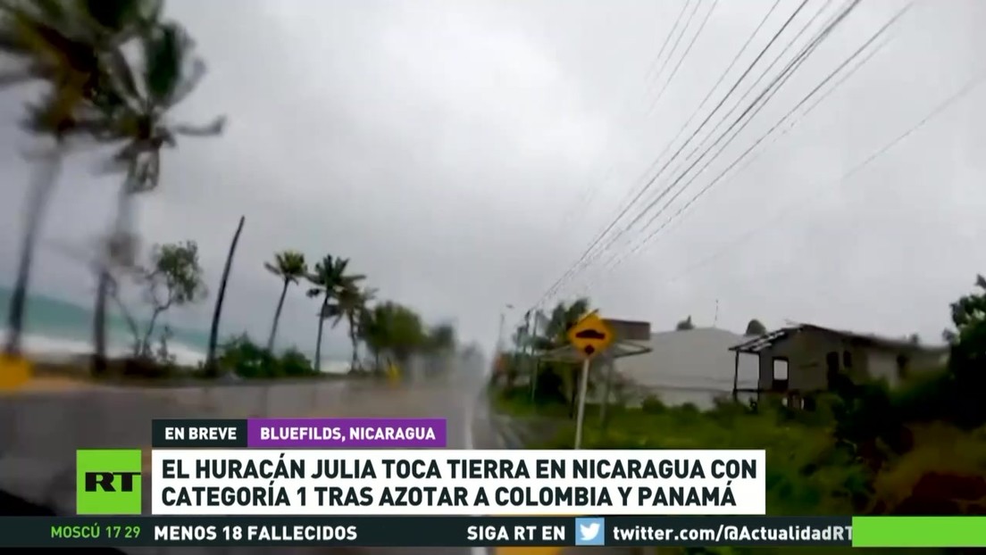 El huracán Julia toca tierra en Nicaragua con categoría 1 tras azotar a Colombia y Panamá