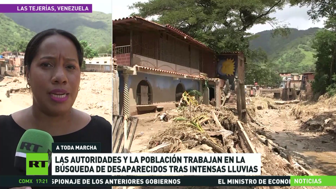 Las autoridades y la población trabajan en la búsqueda de desaparecidos tras intensas lluvias en Venezuela