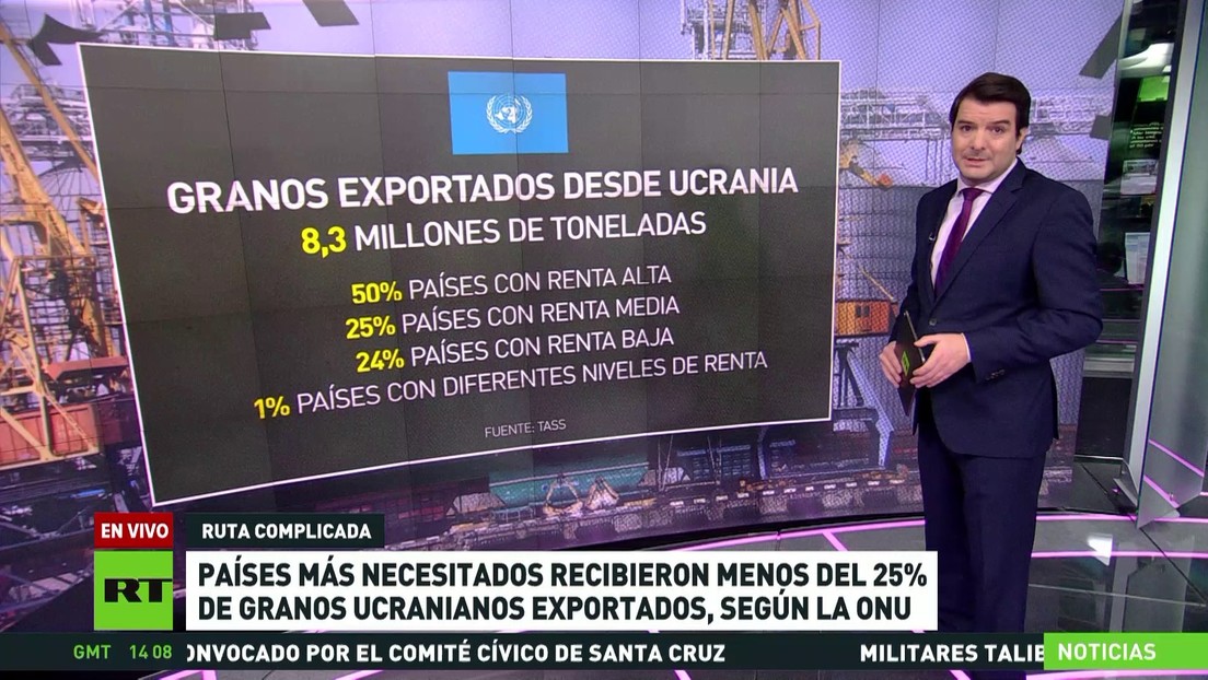 Países más necesitados recibieron menos del 25 % de grano ucraniano exportado, según la ONU