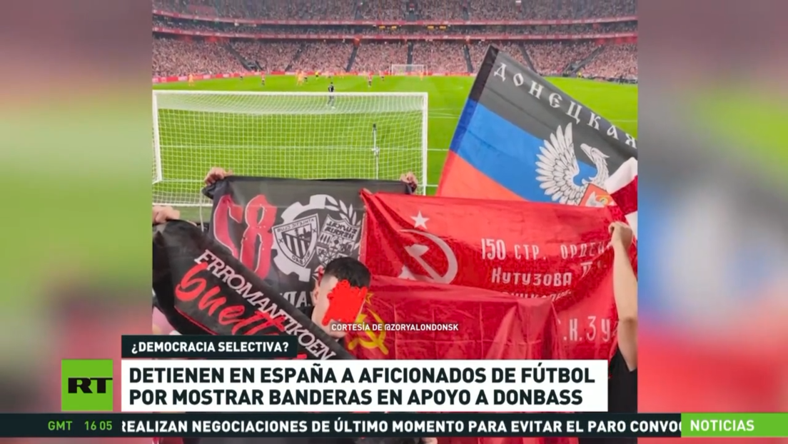 Detienen en España a aficionados de fútbol por mostrar banderas en apoyo a la población de Donbass