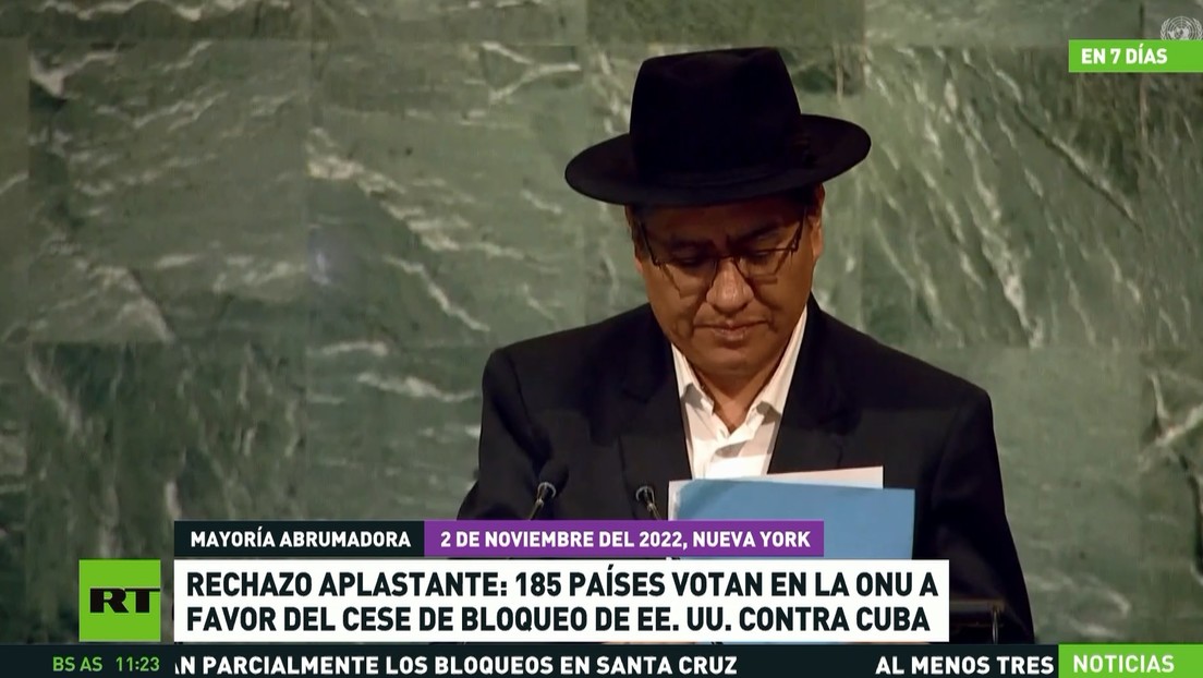 185 países votan en la ONU a favor de terminar con el bloqueo de EE.UU. contra Cuba
