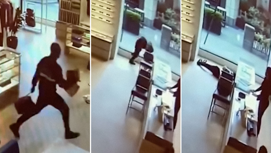VIDEO: Roba una tienda de lujo y termina inconsciente tras un aparatoso intento de huida