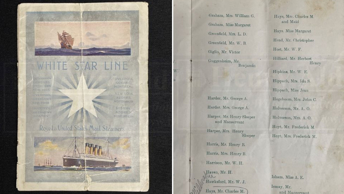 Ponen a subasta una inédita lista del Titanic con los nombres de los pasajeros más ricos del barco