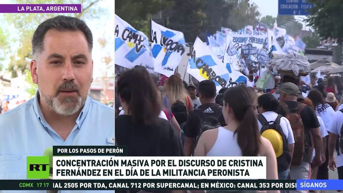Concentración masiva por el discurso de Cristina Fernández en el Día de la Militancia Peronista