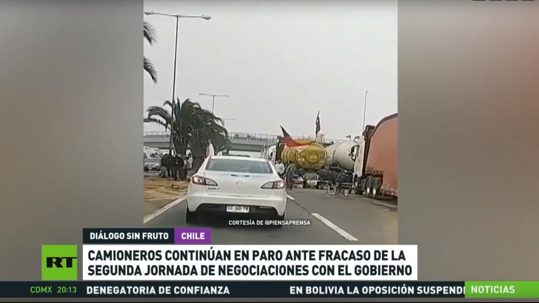 Camioneros continúan en huelga tras el fracaso de la segunda jornada de negociaciones con el Gobierno de Chile
