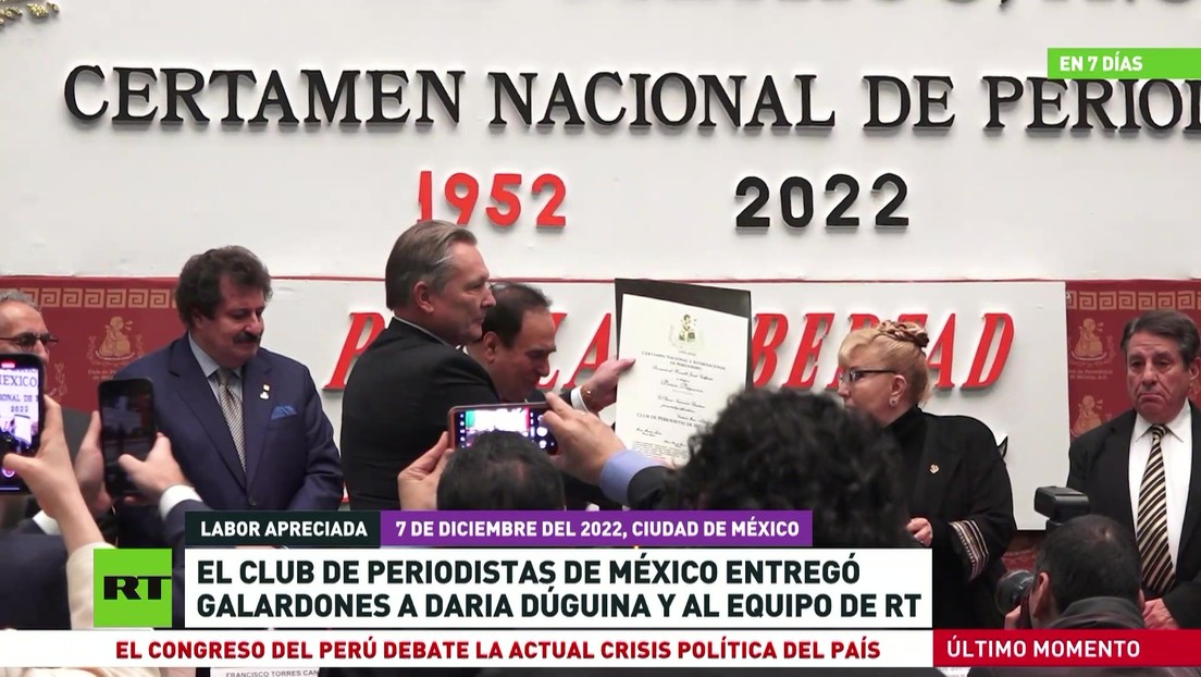 El Club de Periodistas de México entrega galardones a Daria Dúguina y al equipo de RT