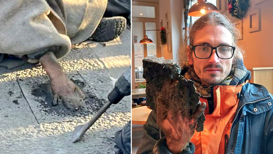 Ecoactivista alemán se pega al asfalto y para liberarlo usan un martillo perforador