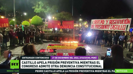 Castillo apela prisión preventiva mientras el Congreso peruano admite otra denuncia constitucional