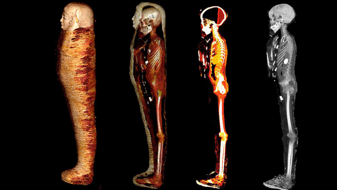 Descubren 49 amuletos en la momia del 'niño de oro' en Egipto